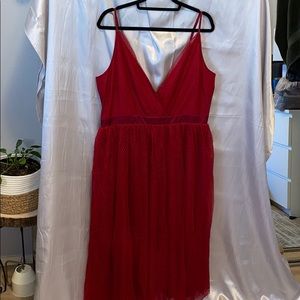 A-line Dotted Tulle Midi Dress